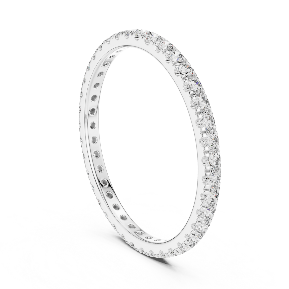 Thin Diamond Eternity Ring, 1.8mm Full Eternity Wedding Band, Dainty Pave Ring, Stackable Bridal Band, Anniversary Ring