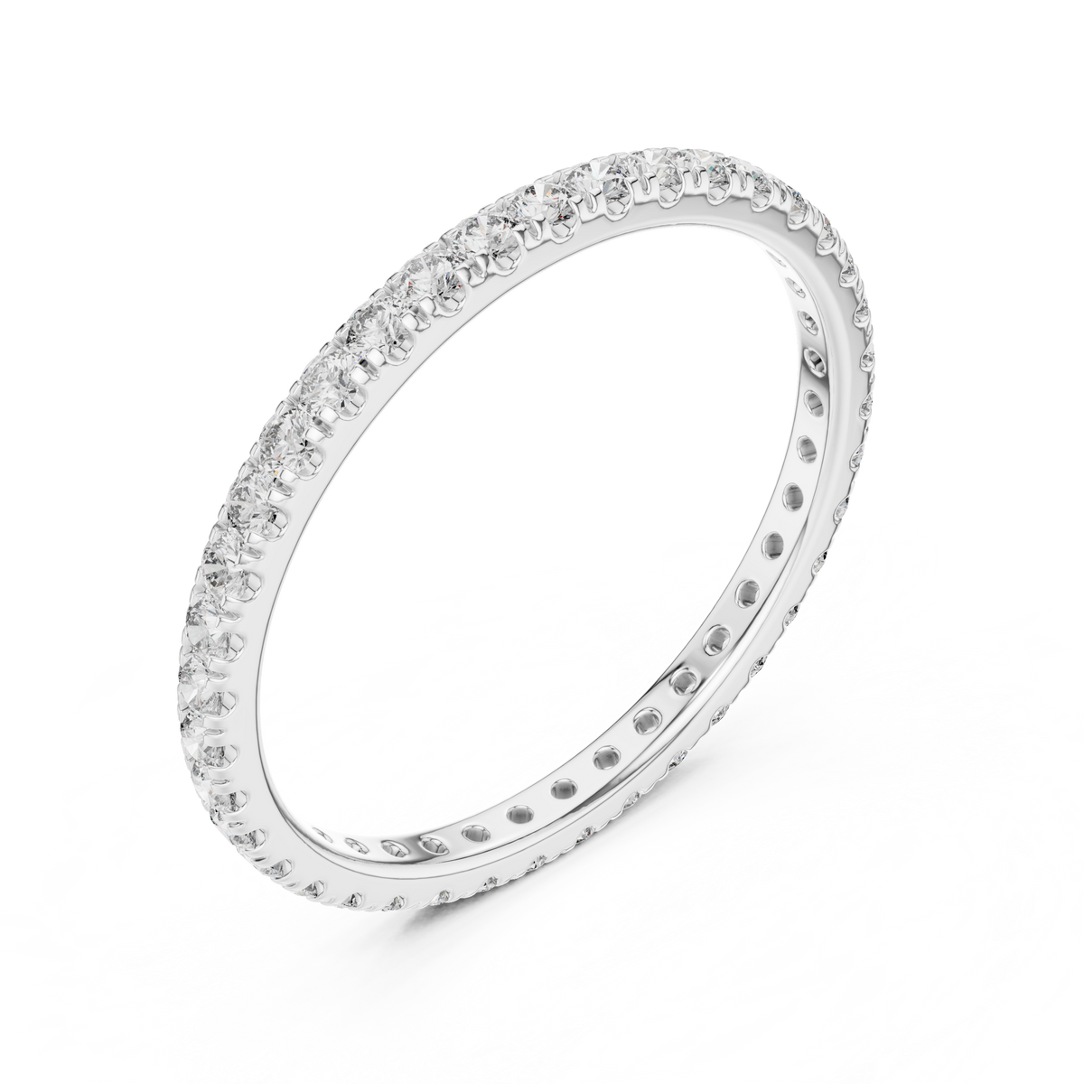 Thin Diamond Eternity Ring, 1.8mm Full Eternity Wedding Band, Dainty Pave Ring, Stackable Bridal Band, Anniversary Ring
