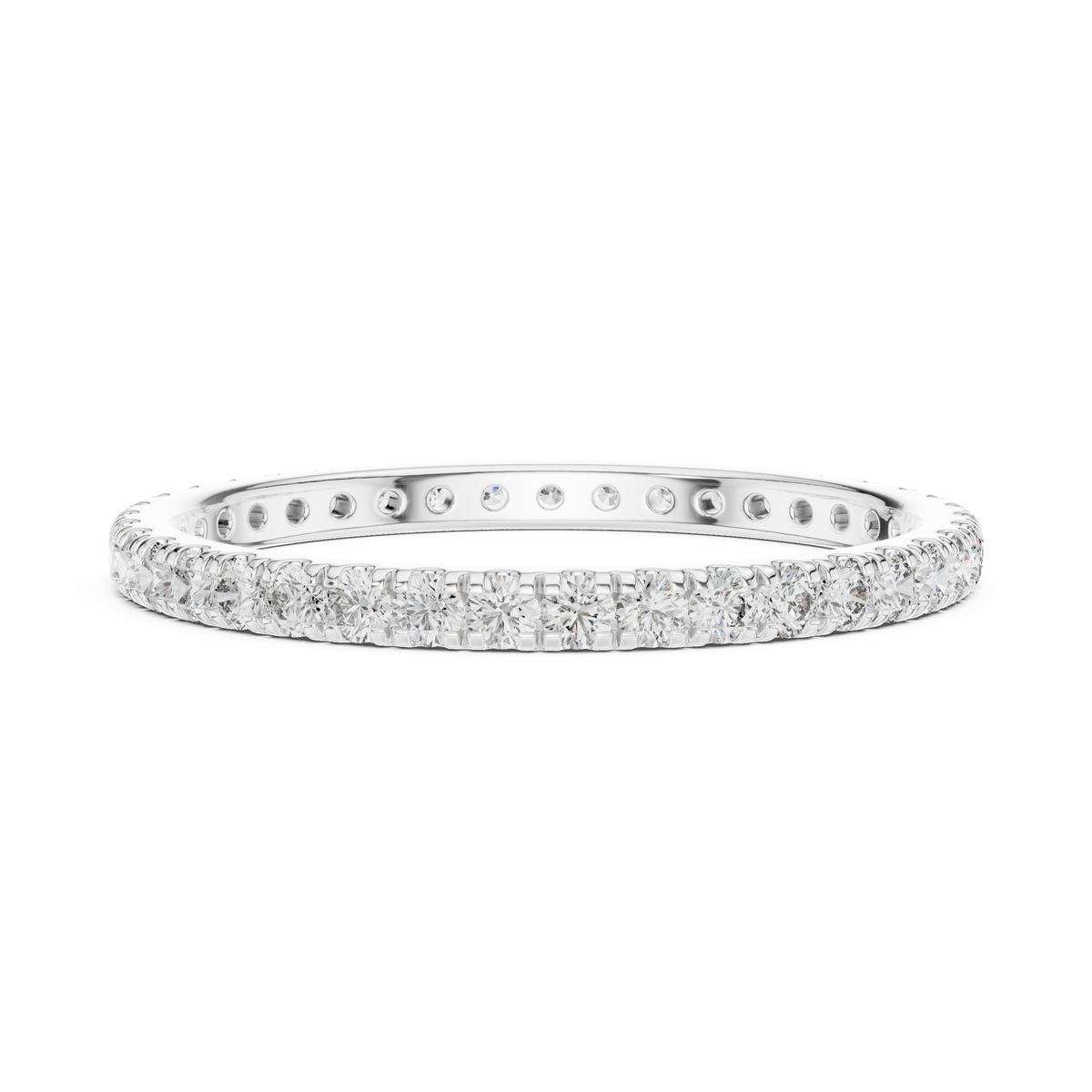 Thin Diamond Eternity Ring, 1.8mm Full Eternity Wedding Band, Dainty Pave Ring, Stackable Bridal Band, Anniversary Ring