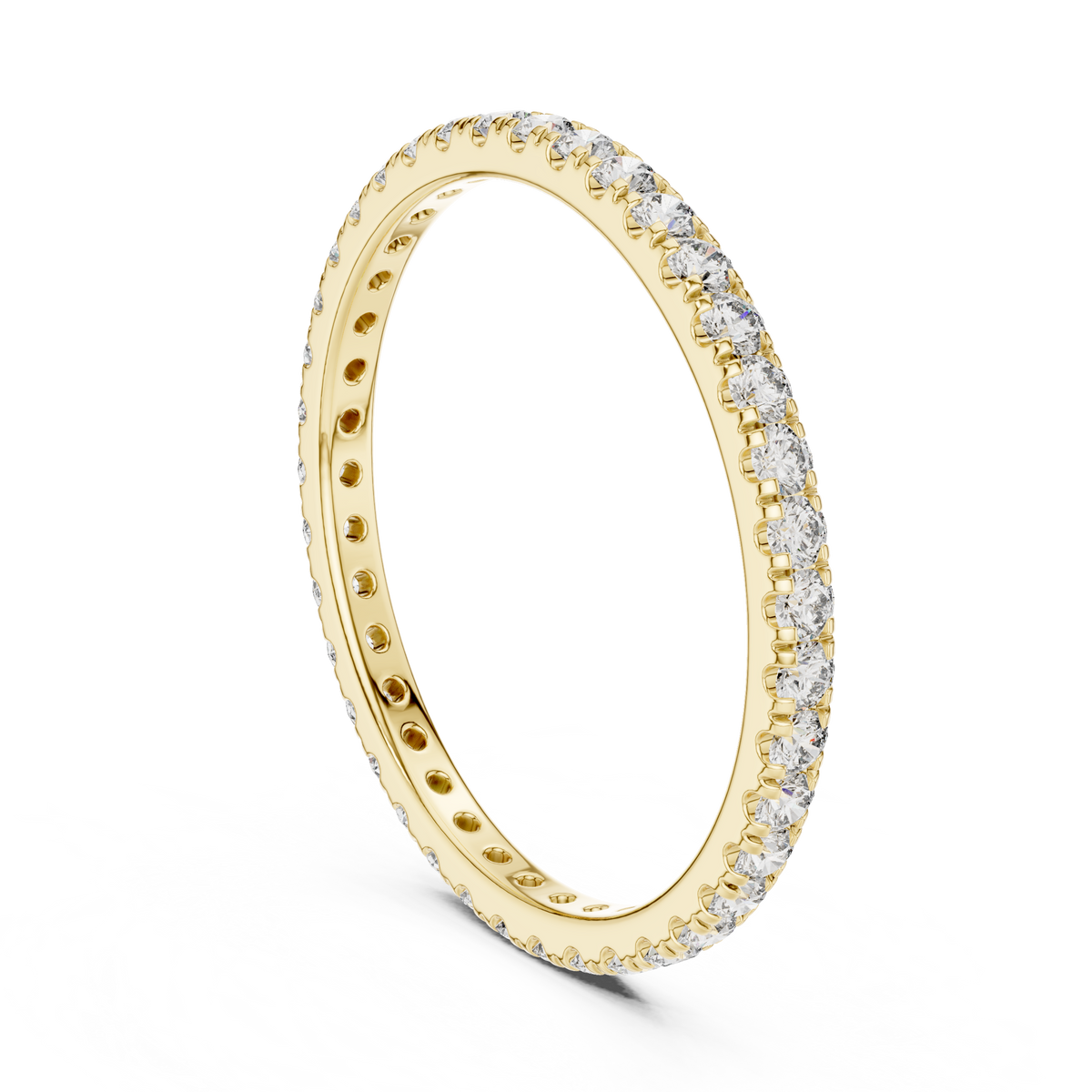 Thin Diamond Eternity Ring, 1.8mm Full Eternity Wedding Band, Dainty Pave Ring, Stackable Bridal Band, Anniversary Ring
