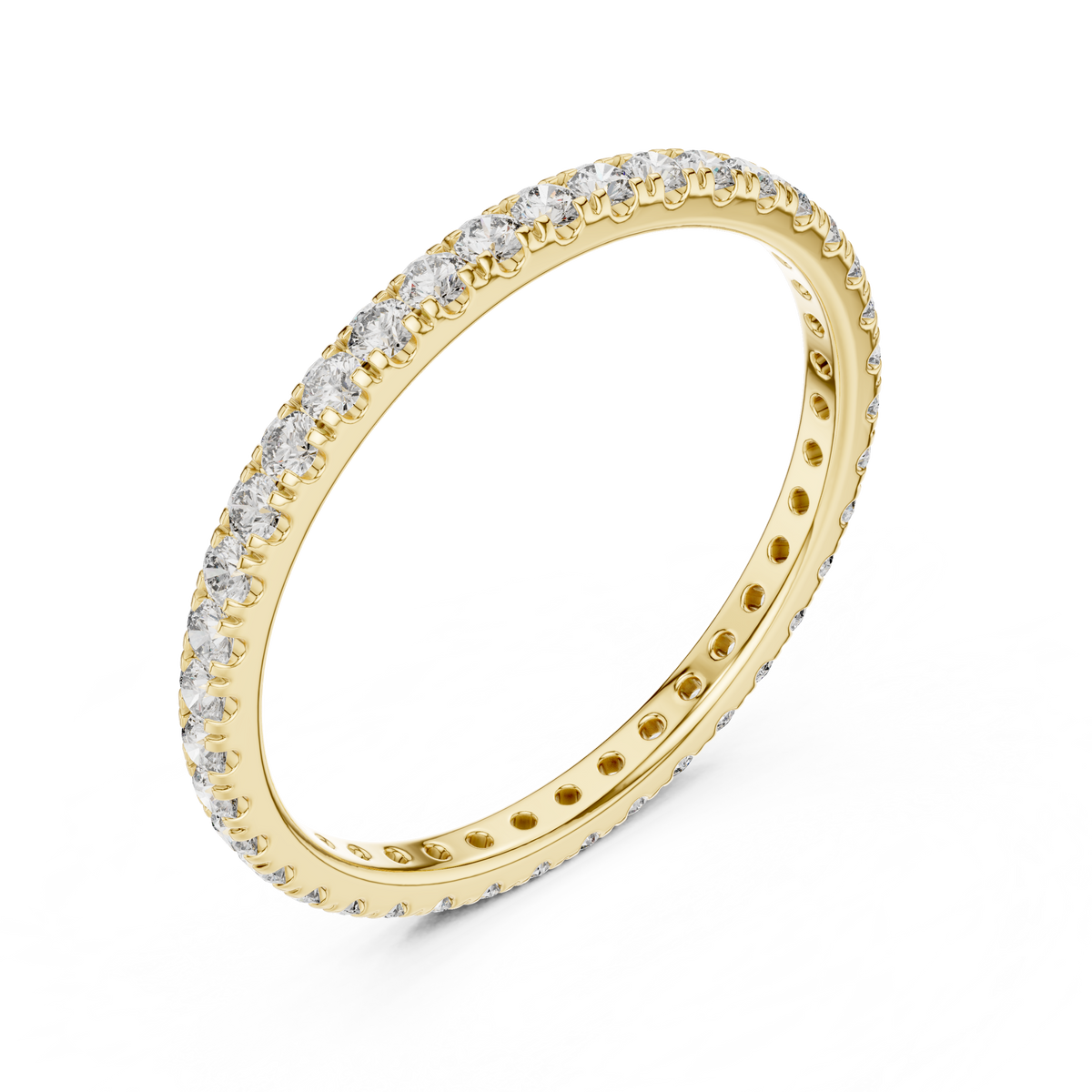 Thin Diamond Eternity Ring, 1.8mm Full Eternity Wedding Band, Dainty Pave Ring, Stackable Bridal Band, Anniversary Ring
