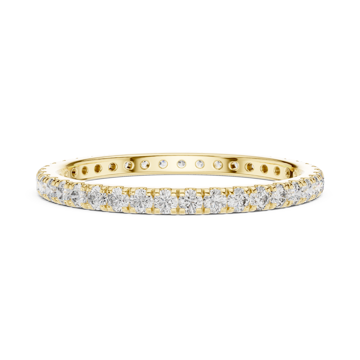 Thin Diamond Eternity Ring, 1.8mm Full Eternity Wedding Band, Dainty Pave Ring, Stackable Bridal Band, Anniversary Ring