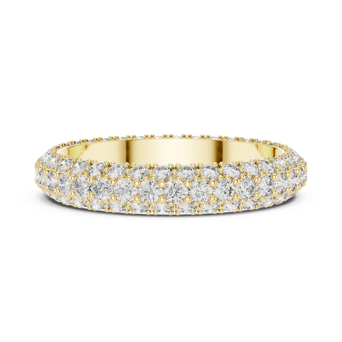 Three Row Diamond Eternity Ring, Pave Wedding Band, Full Eternity Bridal Ring, Anniversary Band, Stackable Diamond Ring