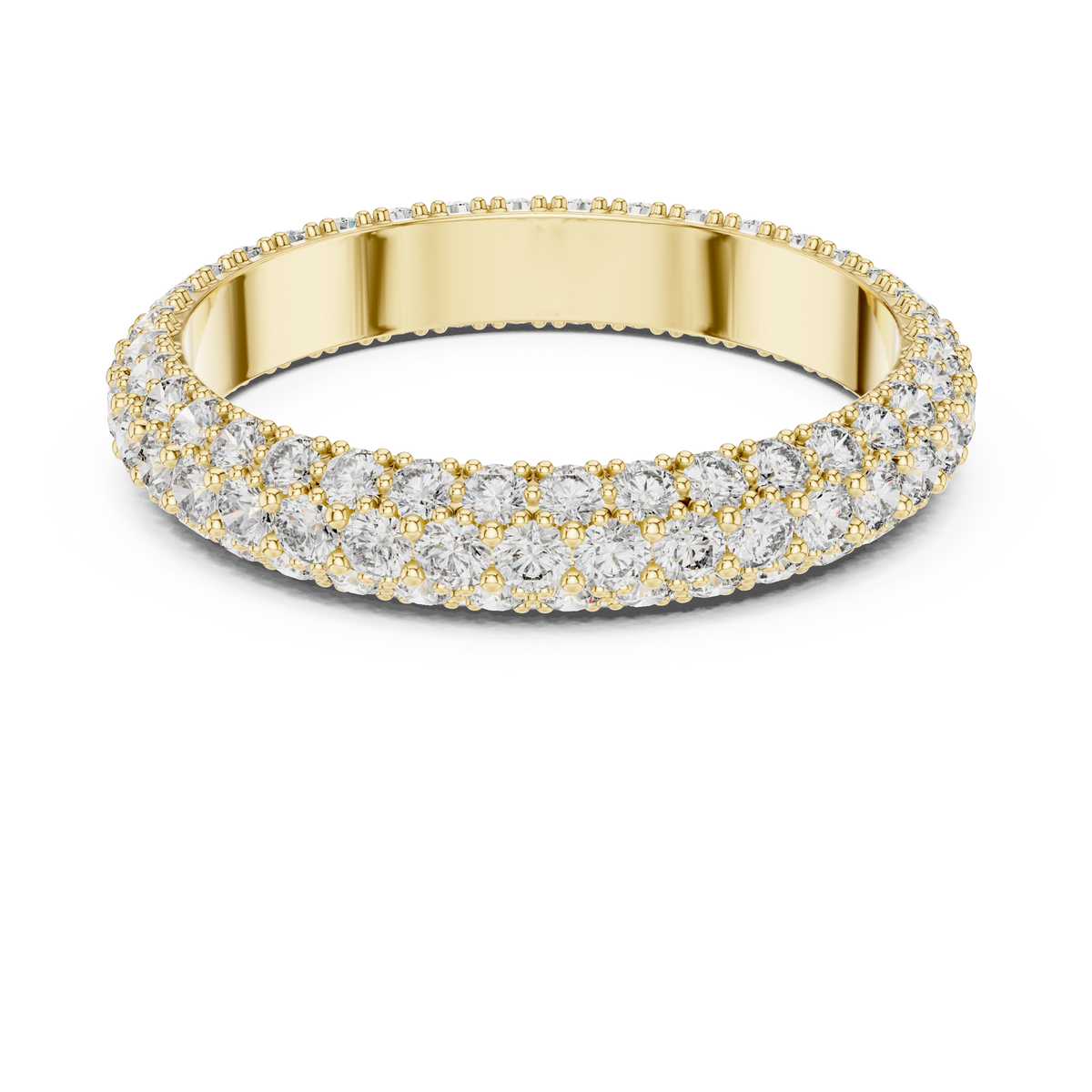 Three Row Diamond Eternity Ring, Pave Wedding Band, Full Eternity Bridal Ring, Anniversary Band, Stackable Diamond Ring
