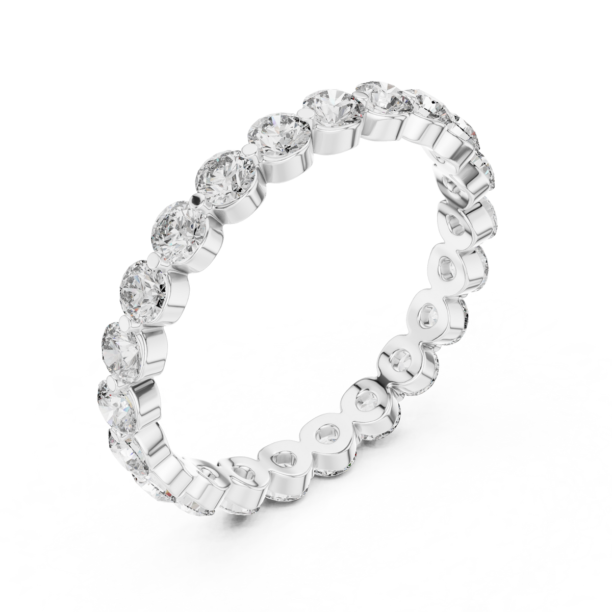 Round Eternity Ring, Full Eternity Wedding Band, Diamond Eternity Band, Minimalist Anniversary Ring, Stackable Bridal Band