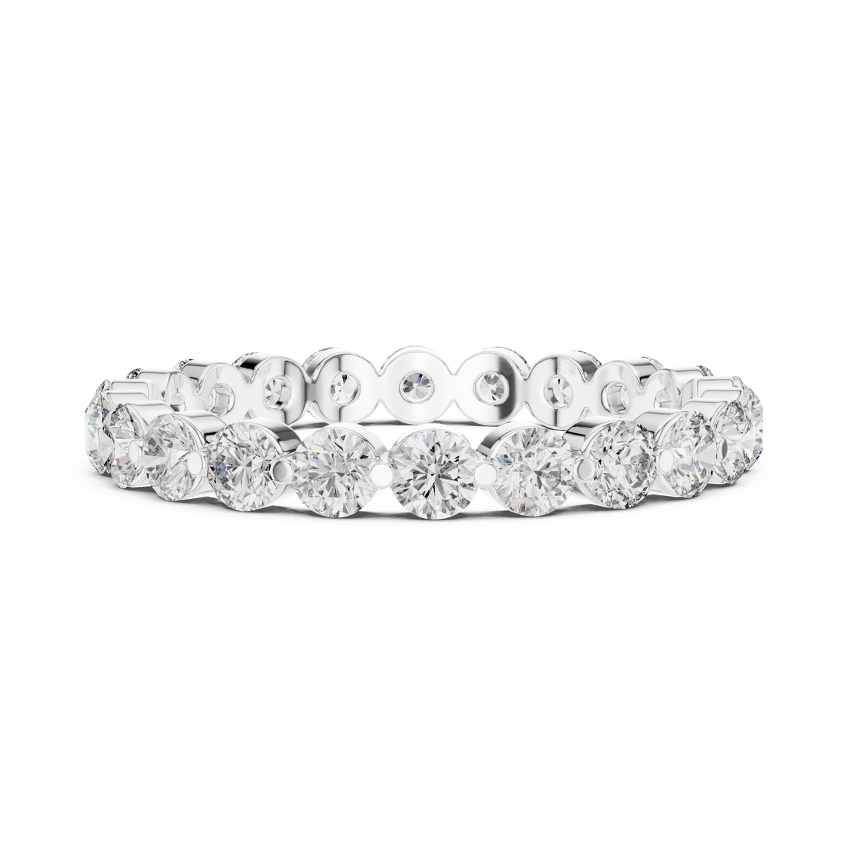 Round Eternity Ring, Full Eternity Wedding Band, Diamond Eternity Band, Minimalist Anniversary Ring, Stackable Bridal Band