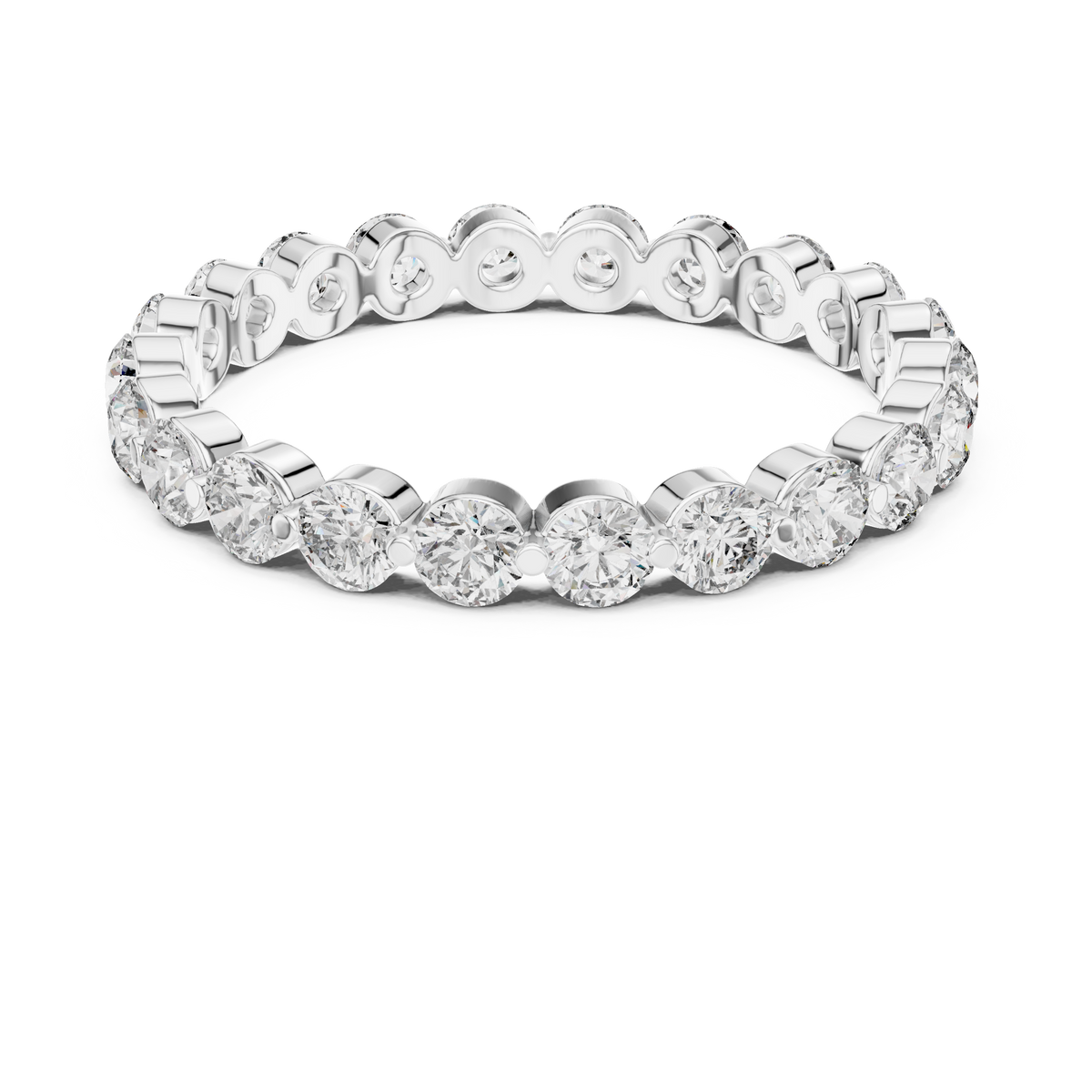 Round Eternity Ring, Full Eternity Wedding Band, Diamond Eternity Band, Minimalist Anniversary Ring, Stackable Bridal Band