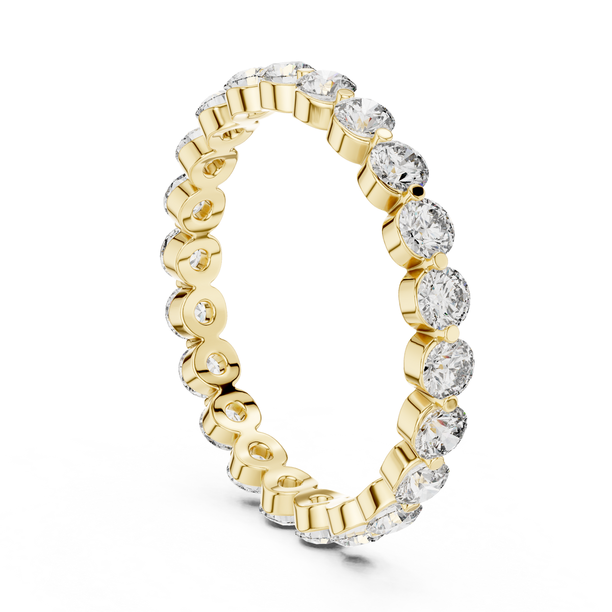 Round Eternity Ring, Full Eternity Wedding Band, Diamond Eternity Band, Minimalist Anniversary Ring, Stackable Bridal Band