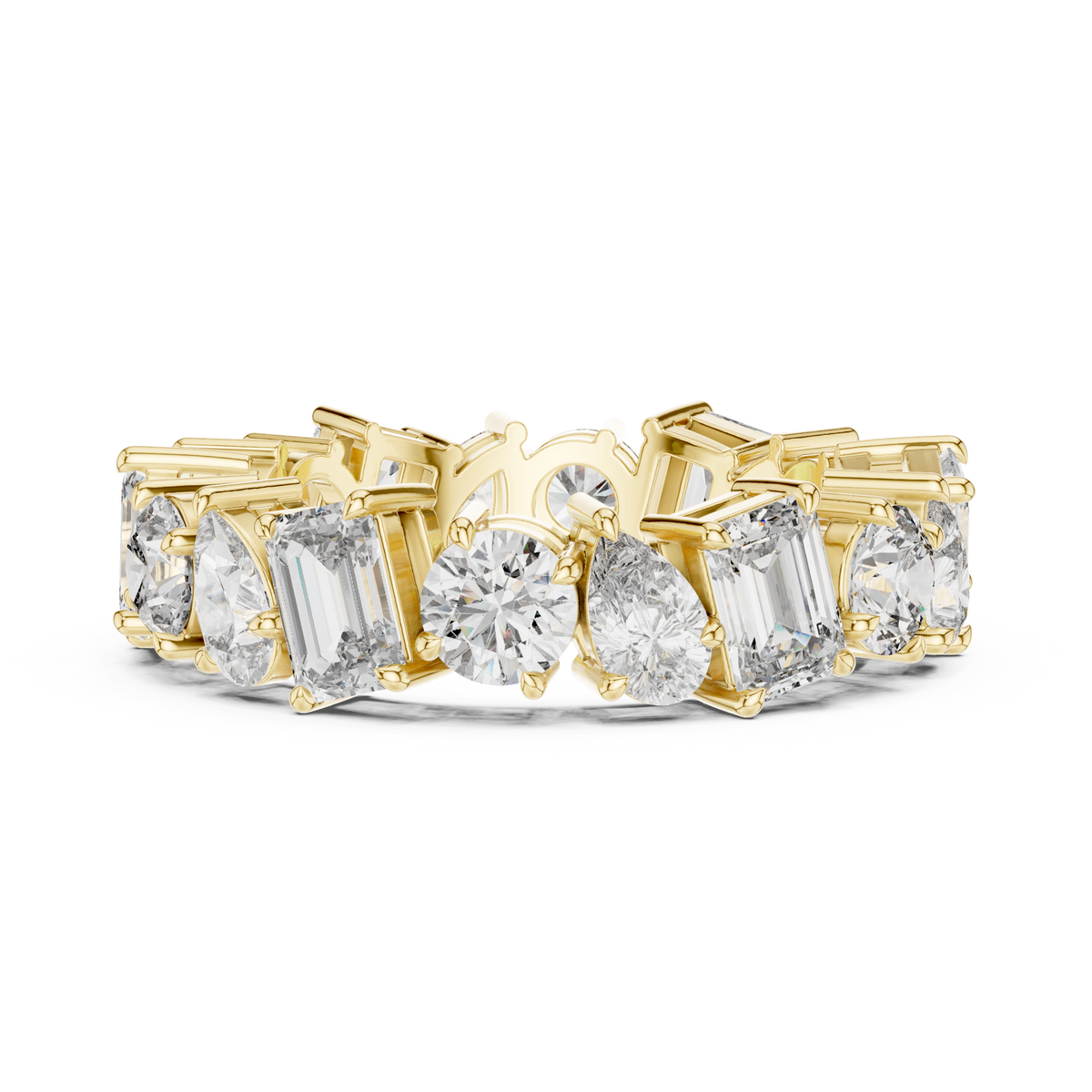 Mixed Shape Eternity Ring, Pear Round Emerald Cut Diamond Band, Full Eternity Wedding Ring, Anniversary Band, Statement Bridal Ring