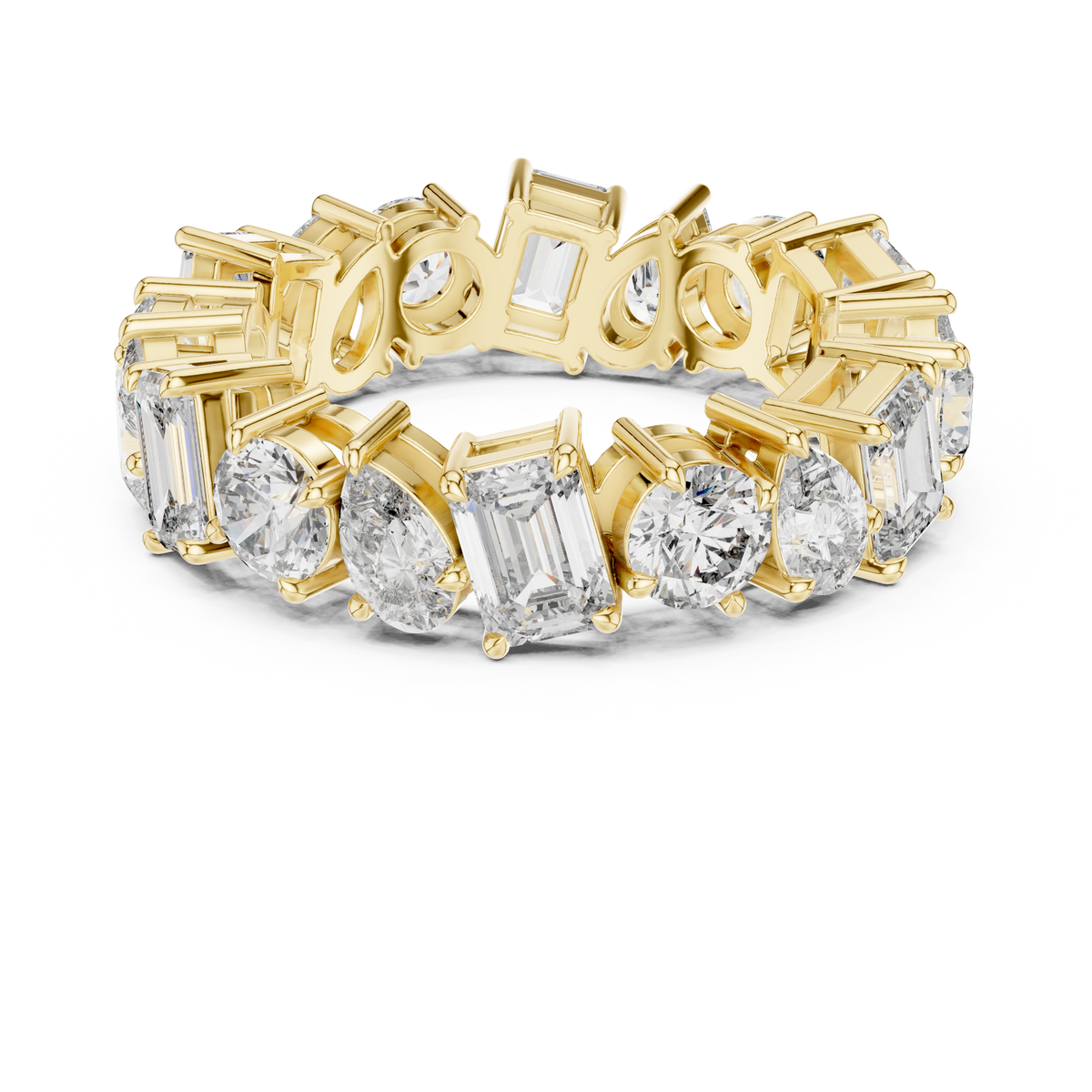 Mixed Shape Eternity Ring, Pear Round Emerald Cut Diamond Band, Full Eternity Wedding Ring, Anniversary Band, Statement Bridal Ring