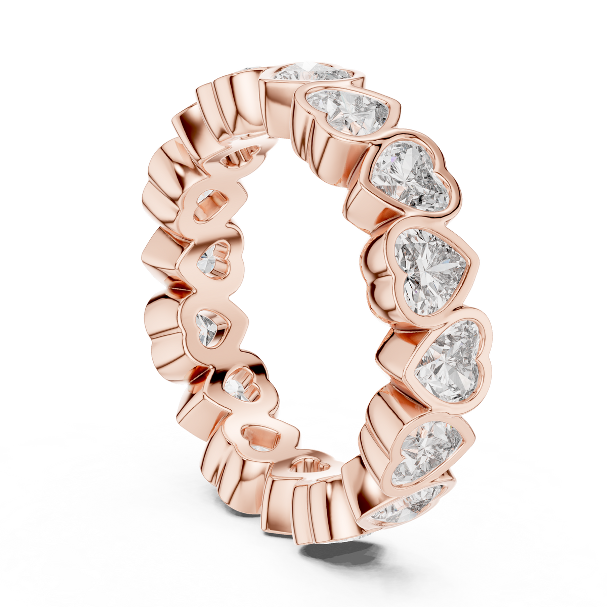 Heart-Cut Bezel-Set Full Eternity Band Ring