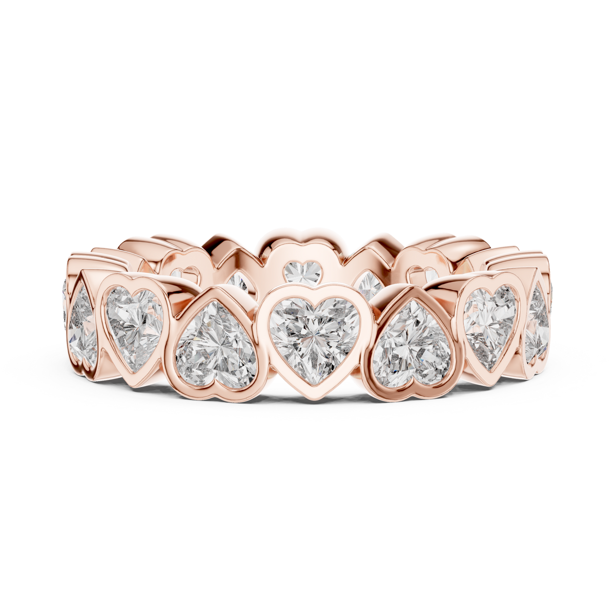 Heart-Cut Bezel-Set Full Eternity Band Ring