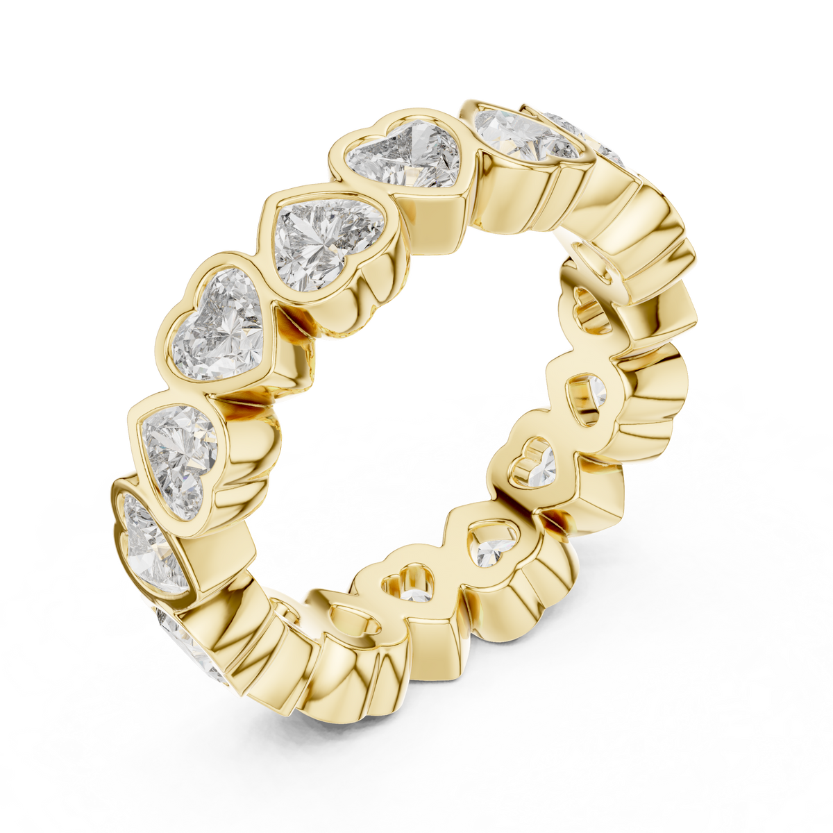 Heart-Cut Bezel-Set Full Eternity Band Ring