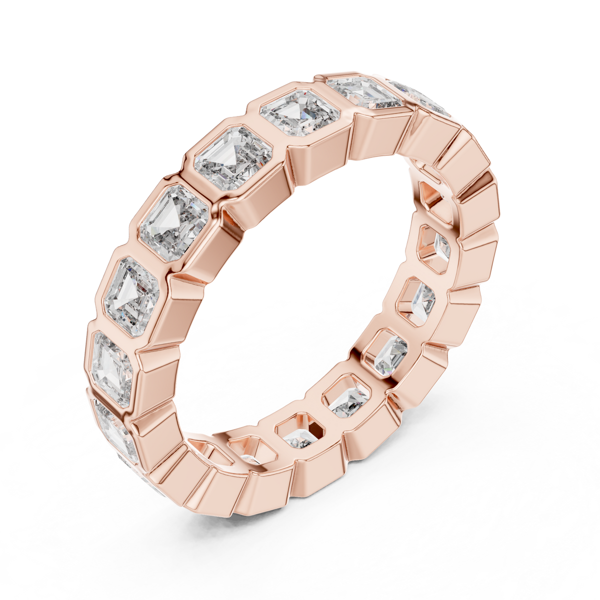 Square Emerald-Cut Bezel-Set Full Eternity Band Ring