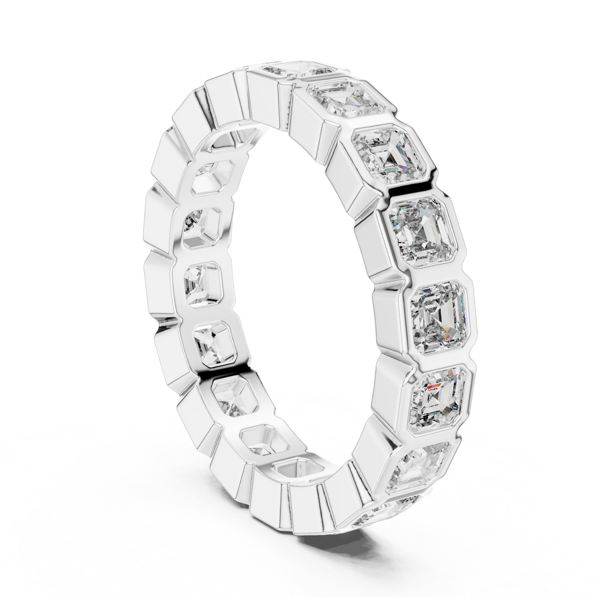 Square Emerald-Cut Bezel-Set Full Eternity Band Ring