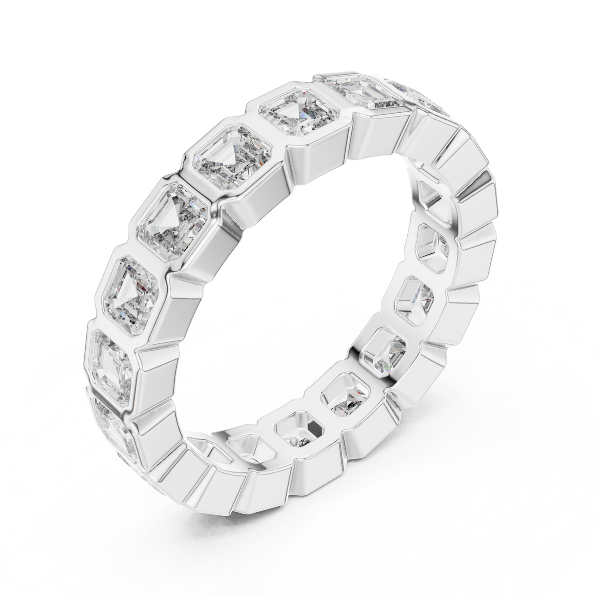 Square Emerald-Cut Bezel-Set Full Eternity Band Ring