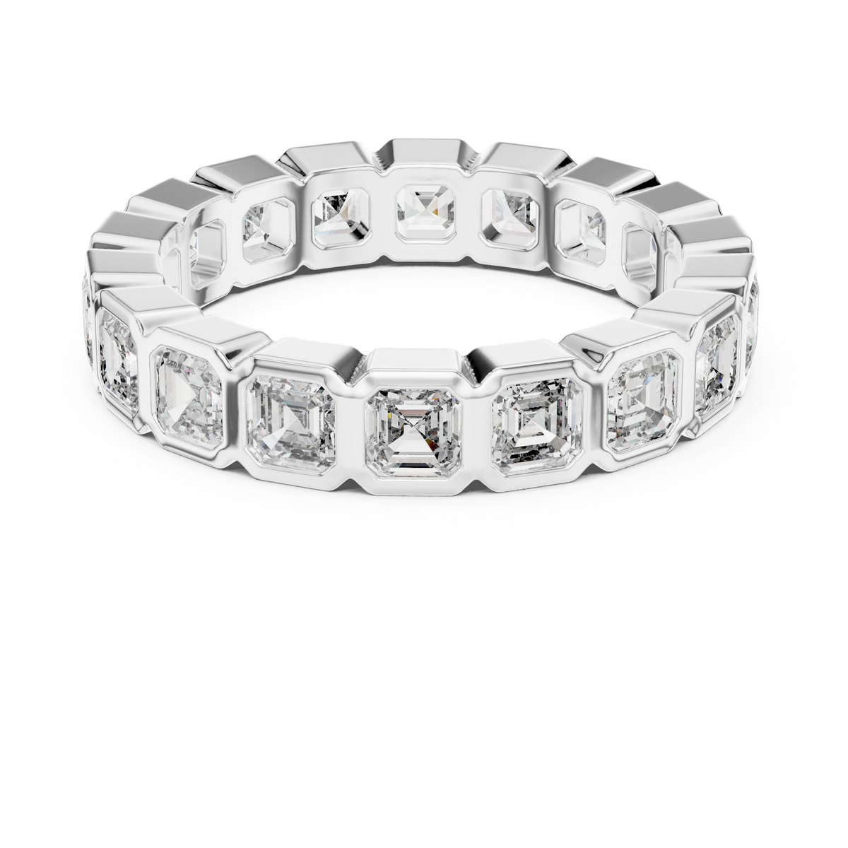 Square Emerald-Cut Bezel-Set Full Eternity Band Ring
