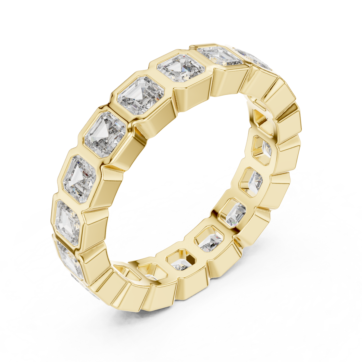 Square Emerald-Cut Bezel-Set Full Eternity Band Ring