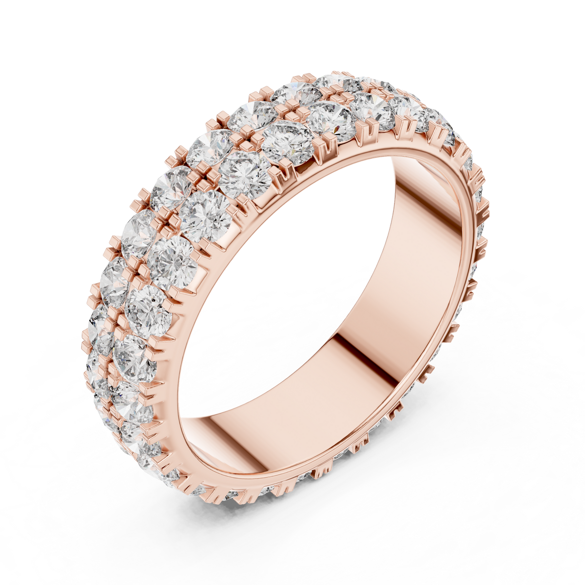 Triple-Row Round Stone Eternity Band Ring