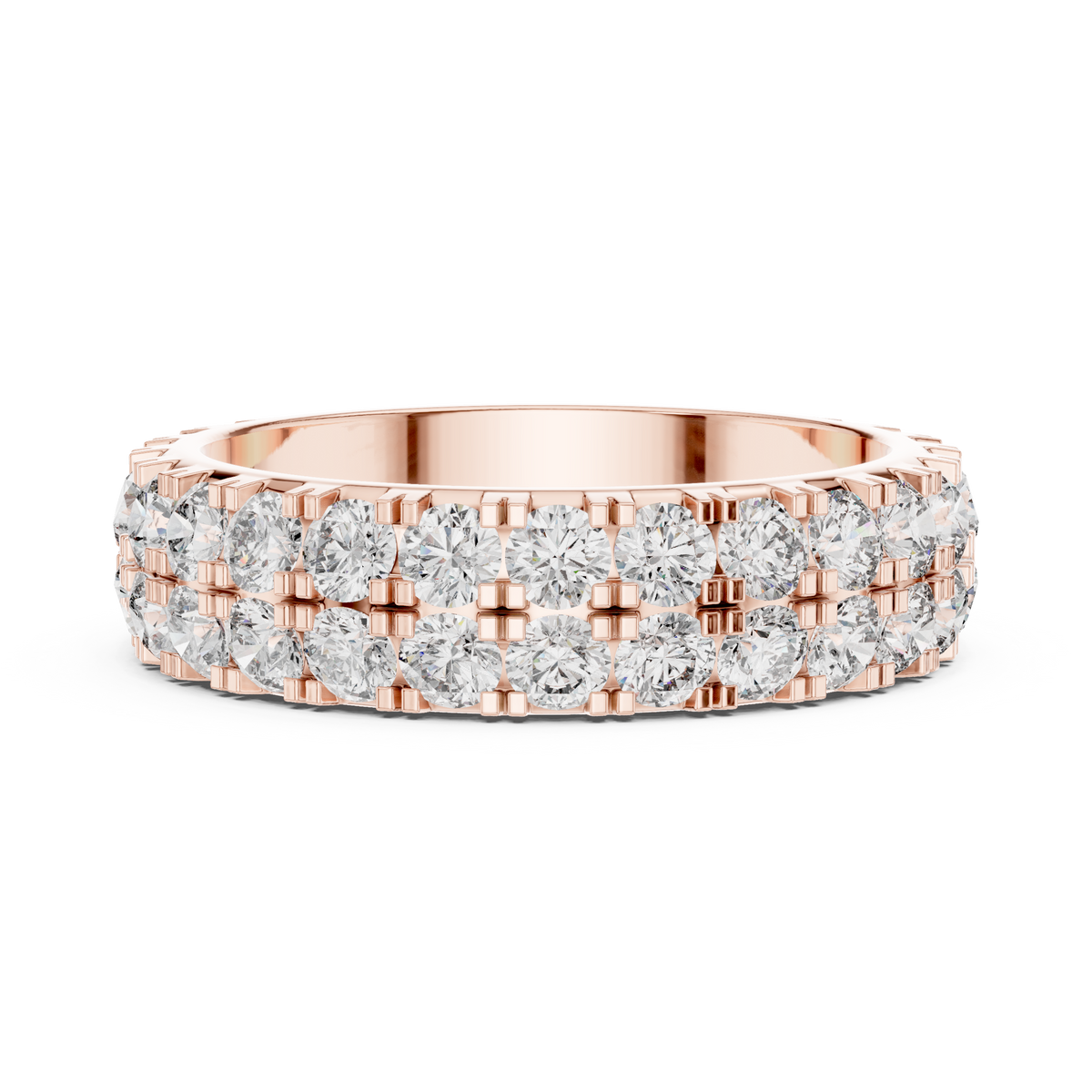 Triple-Row Round Stone Eternity Band Ring