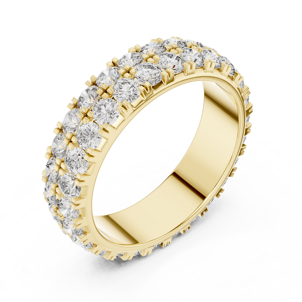 Triple-Row Round Stone Eternity Band Ring