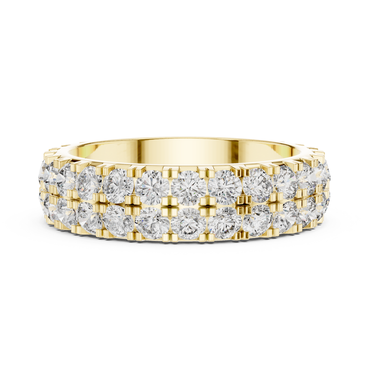 Triple-Row Round Stone Eternity Band Ring