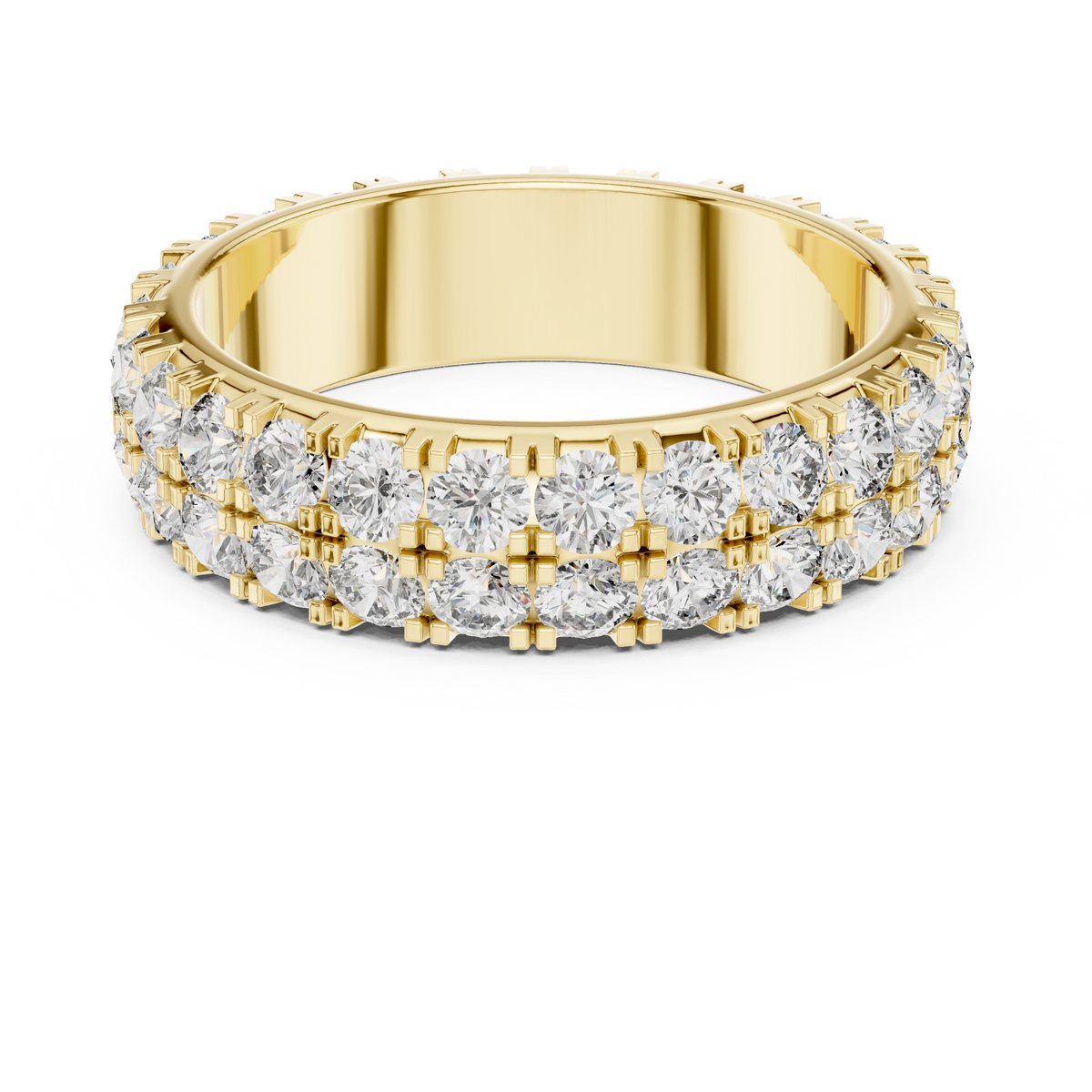 Triple-Row Round Stone Eternity Band Ring