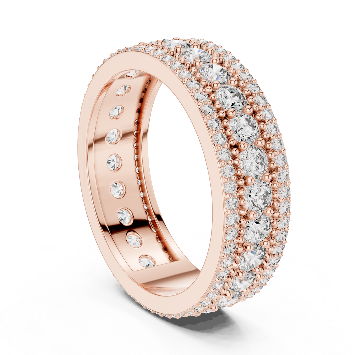 Triple-Row Round Stone Statement Band Ring