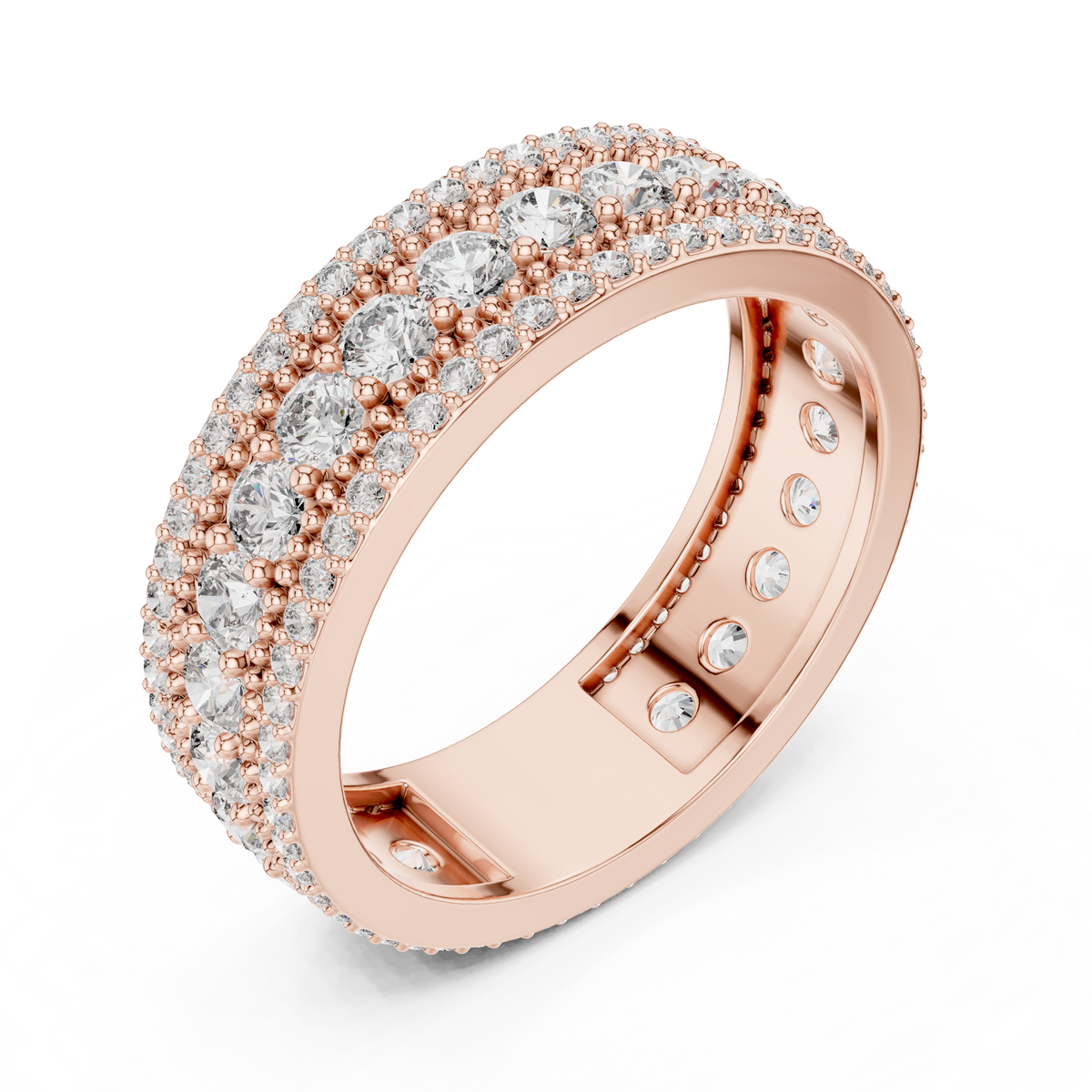 Triple-Row Round Stone Statement Band Ring