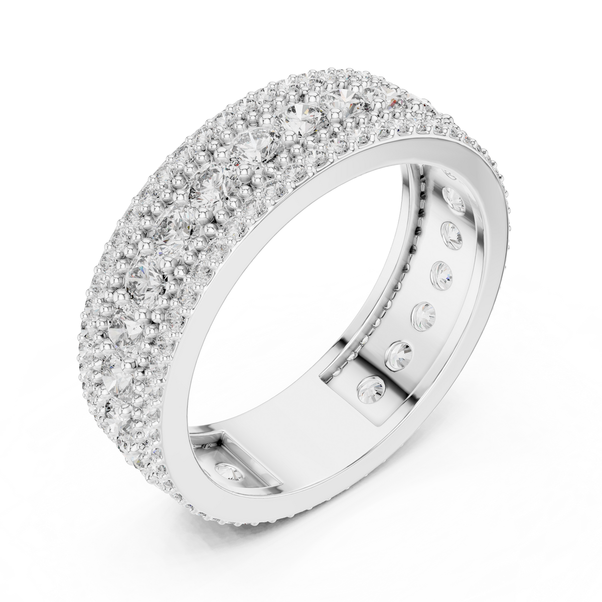 Triple-Row Round Stone Statement Band Ring