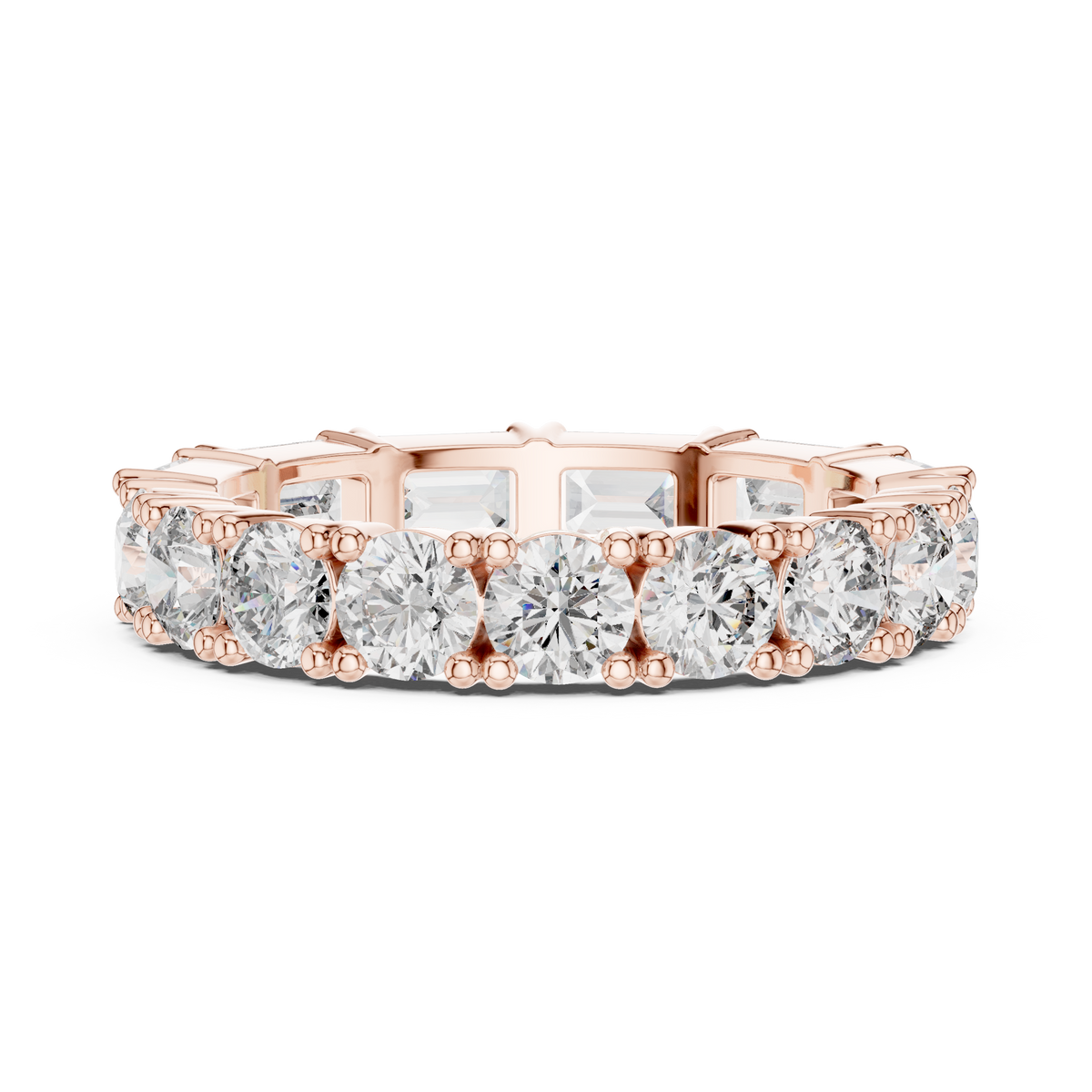 Mixed Emerald & Round Stone Full Eternity Band Ring