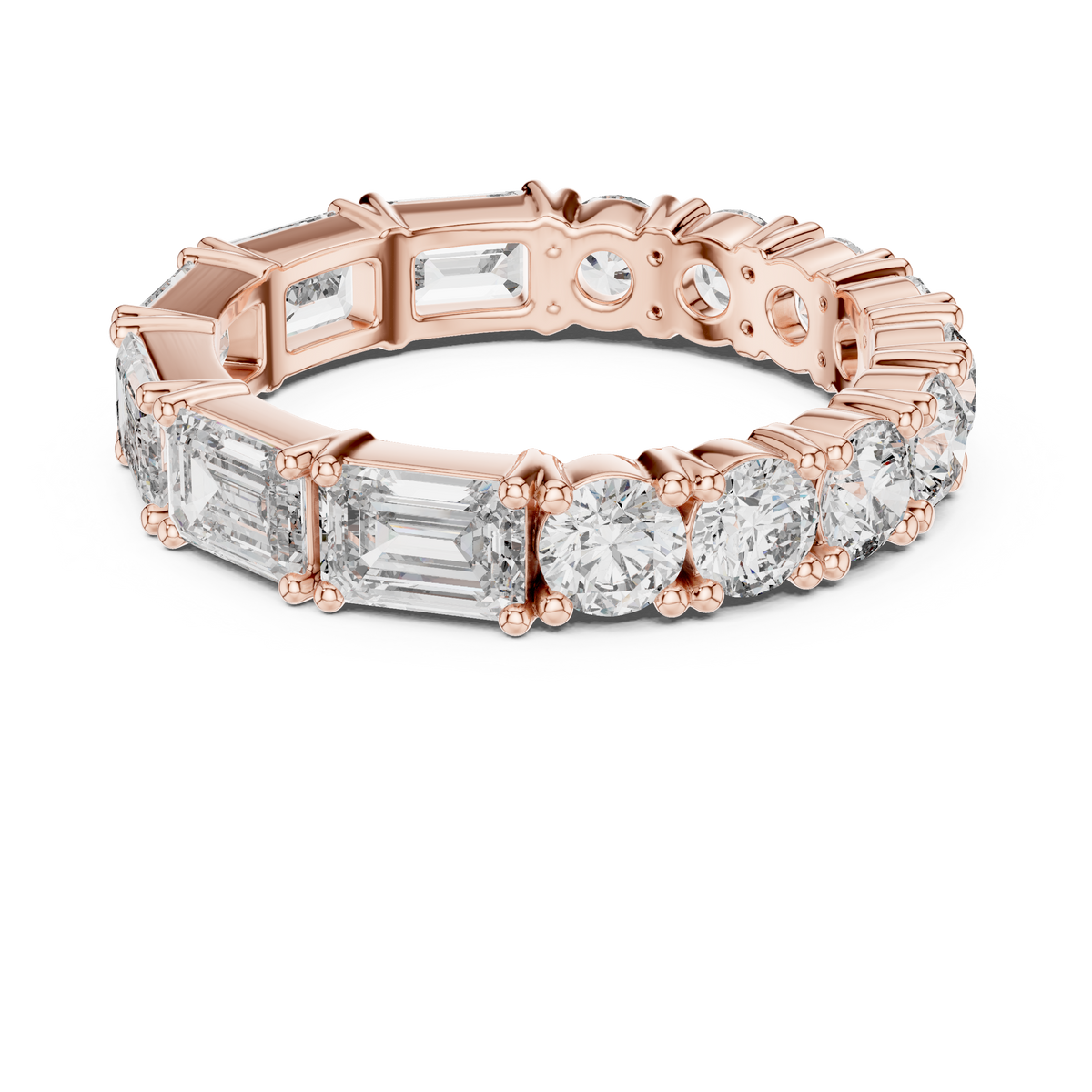 Mixed Emerald & Round Stone Full Eternity Band Ring