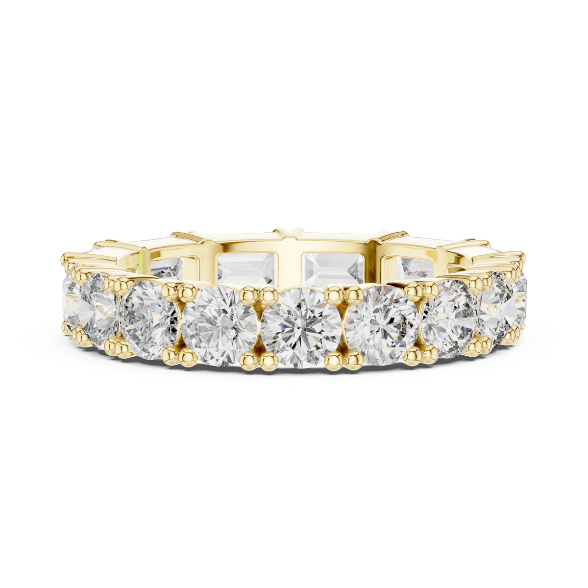 Mixed Emerald & Round Stone Full Eternity Band Ring