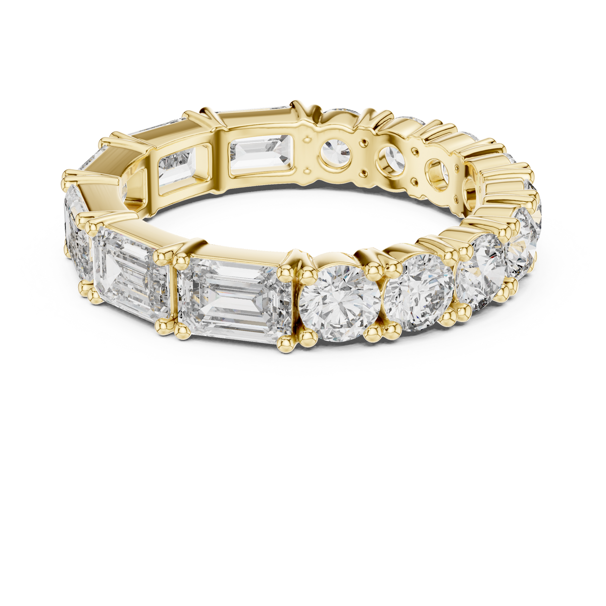 Mixed Emerald & Round Stone Full Eternity Band Ring