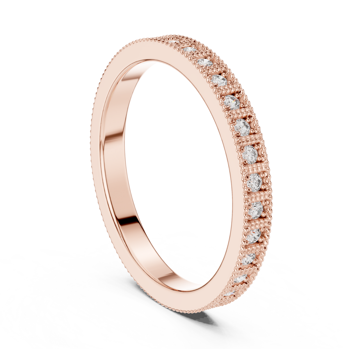 Milgrain Round Stone Full Eternity Band Ring