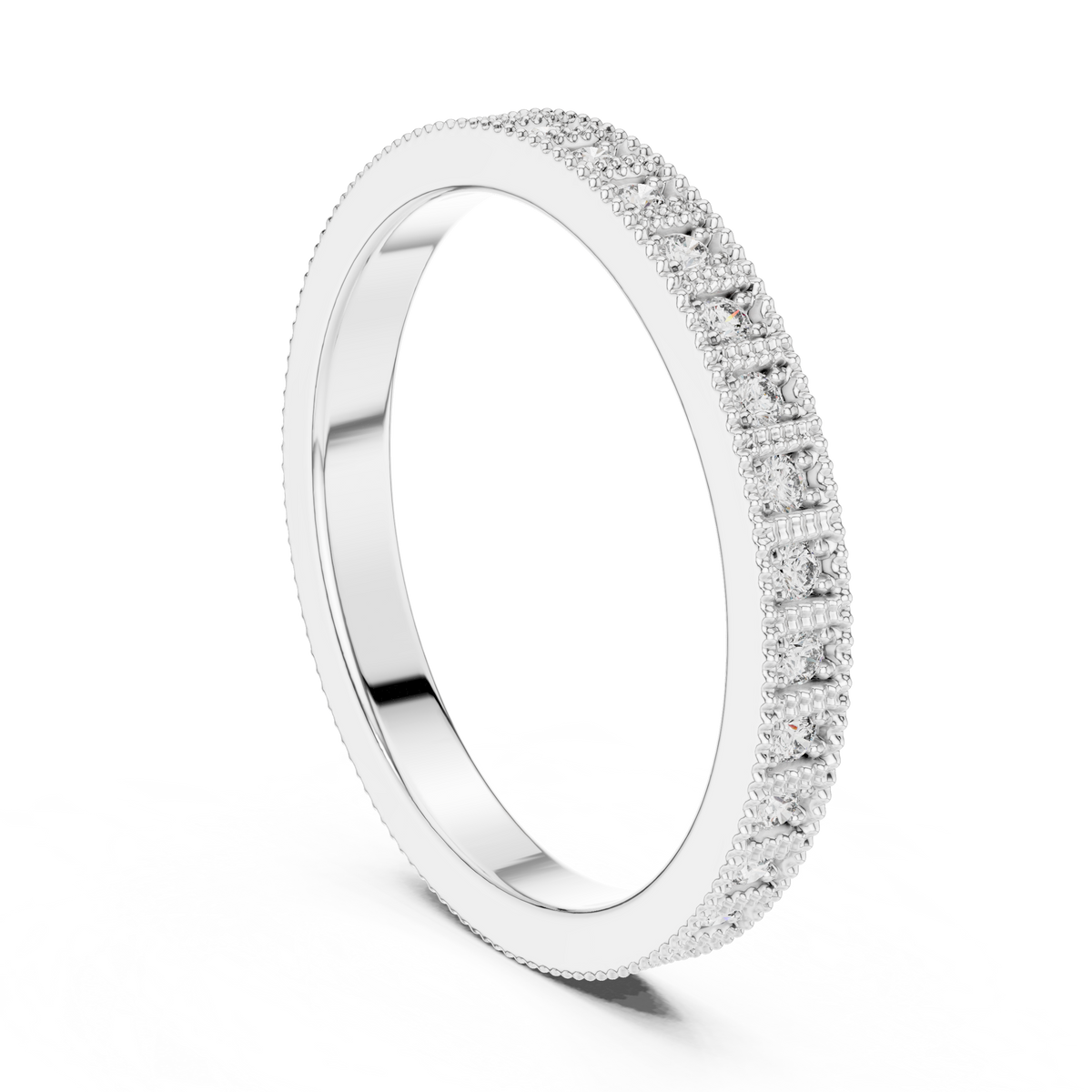 Milgrain Round Stone Full Eternity Band Ring