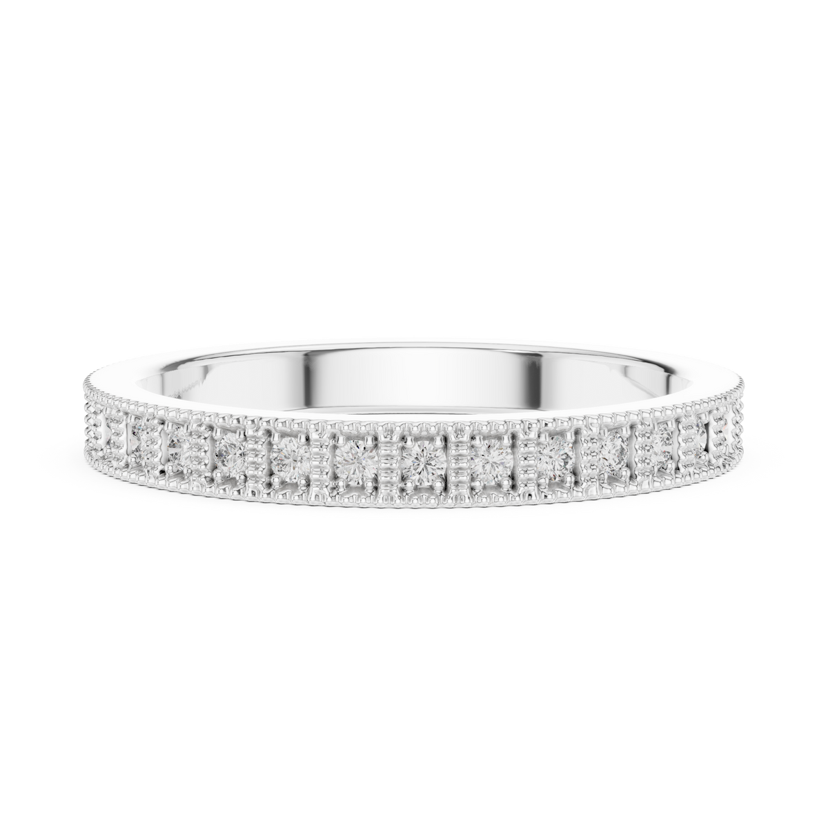Milgrain Round Stone Full Eternity Band Ring