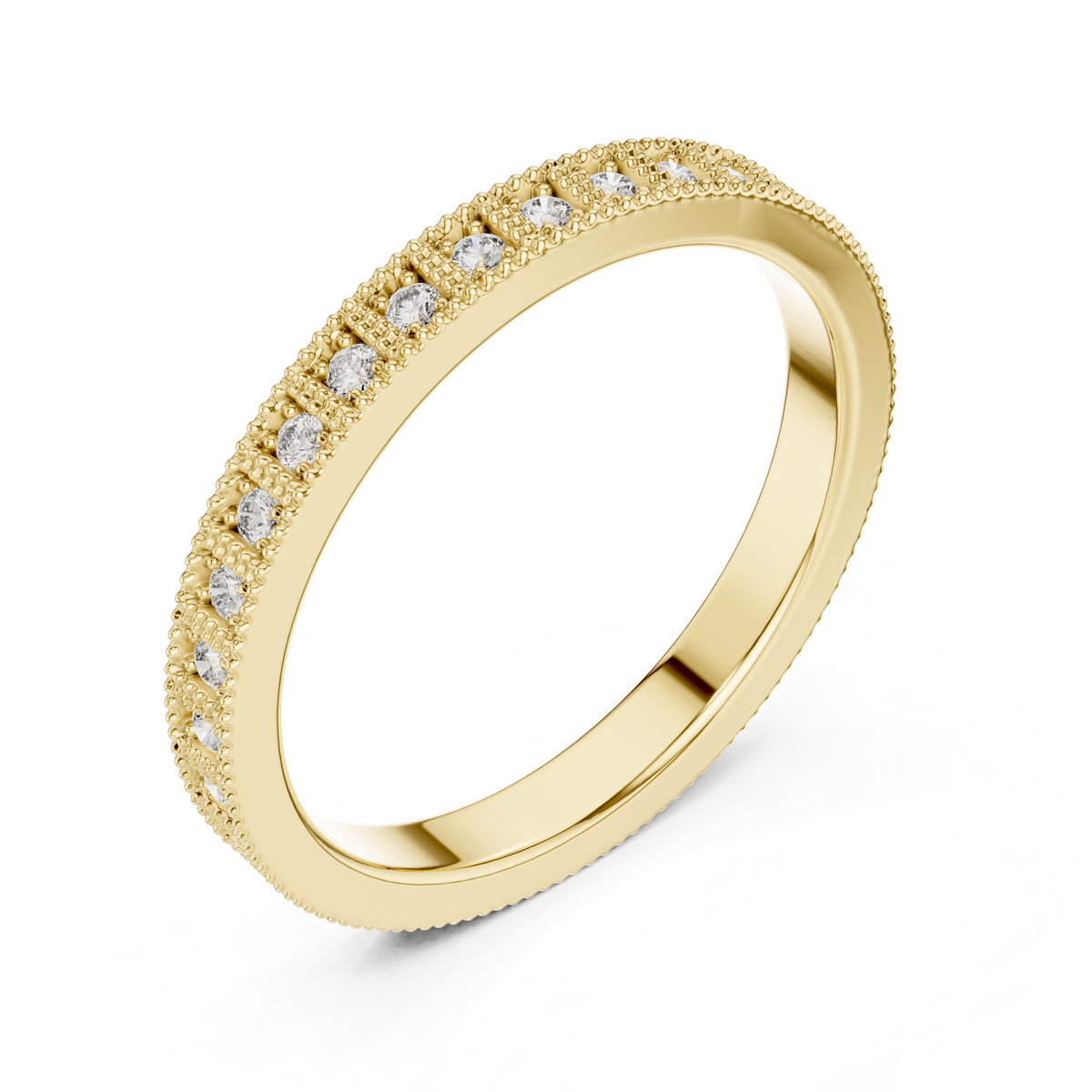 Milgrain Round Stone Full Eternity Band Ring