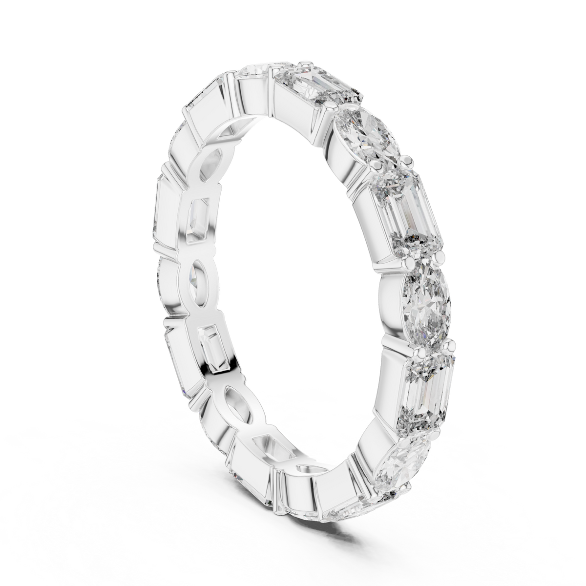 Mixed Emerald & Oval Cut Full Eternity Band Ring