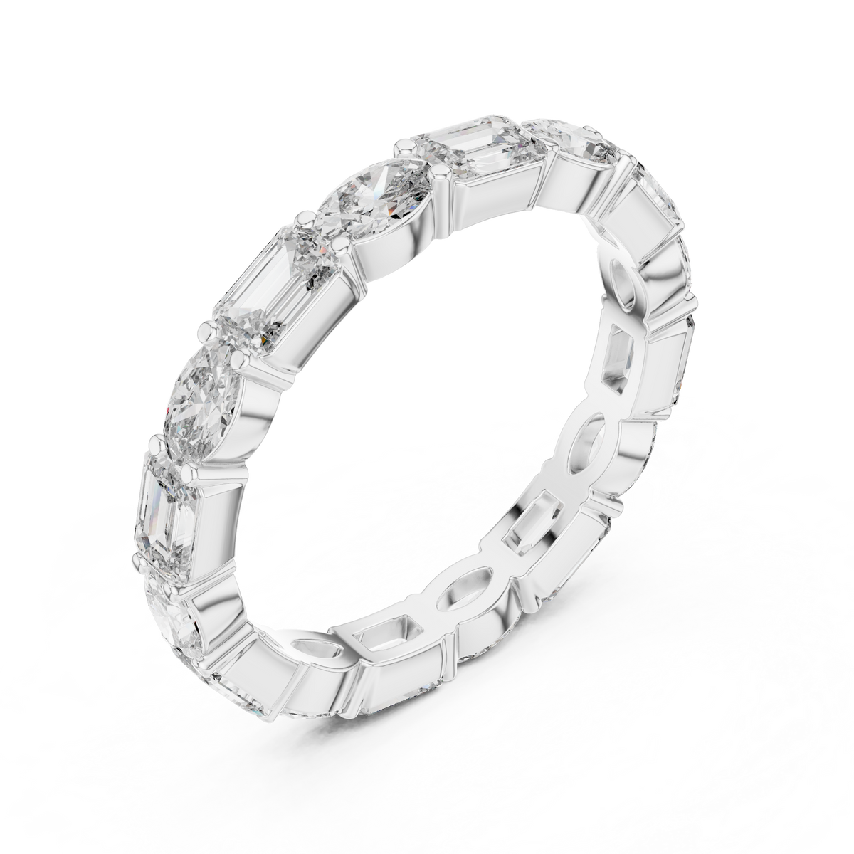 Mixed Emerald & Oval Cut Full Eternity Band Ring