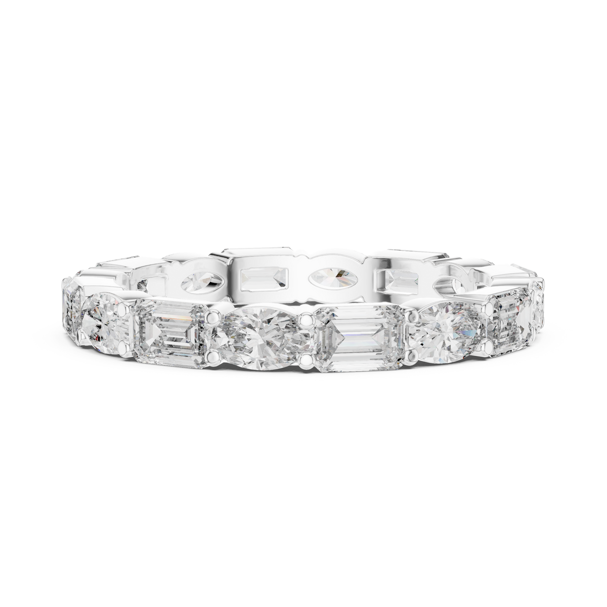 Mixed Emerald & Oval Cut Full Eternity Band Ring