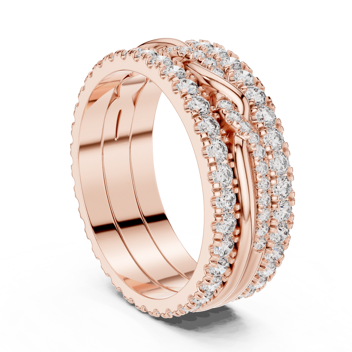 Multi-Row Round Stone Infinity Eternity Band with Pavé Detailing