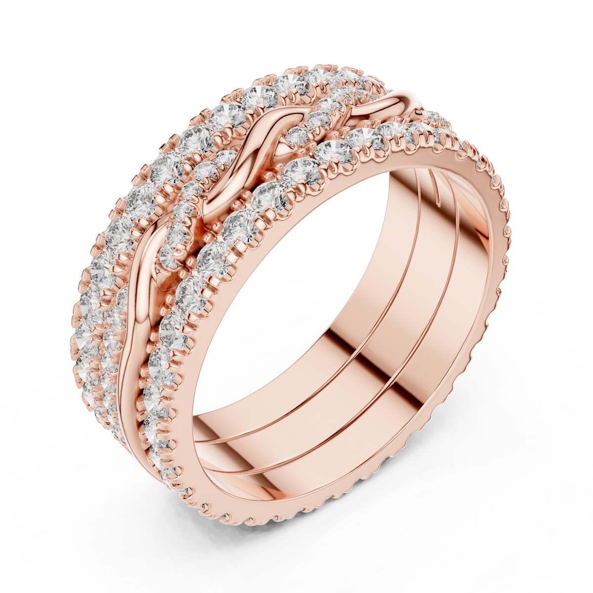 Multi-Row Round Stone Infinity Eternity Band with Pavé Detailing