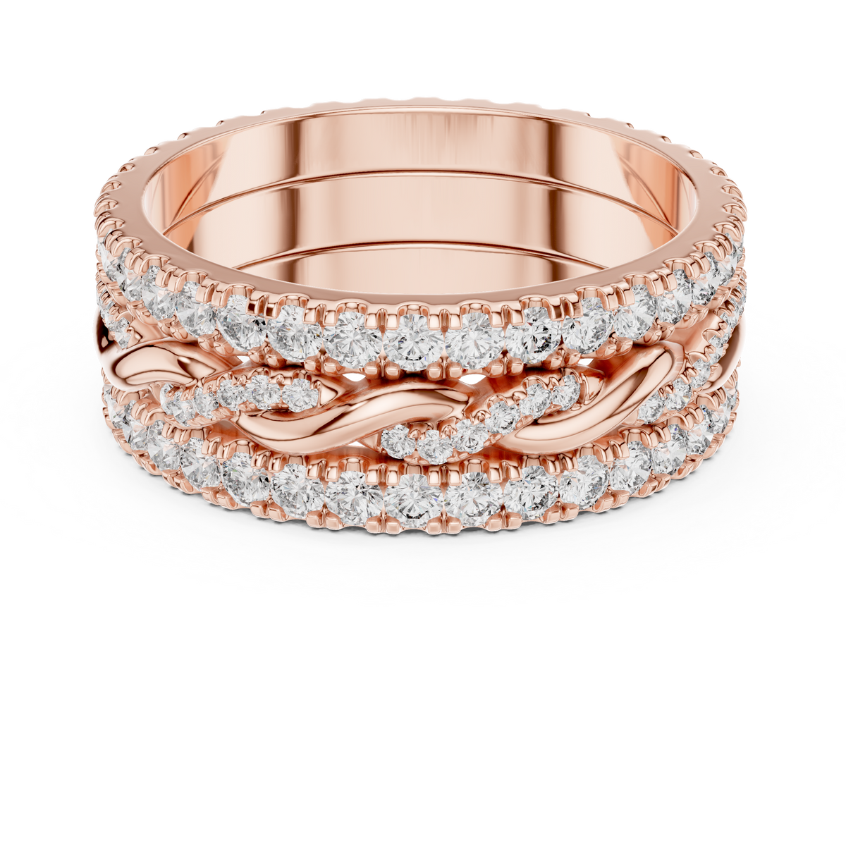 Multi-Row Round Stone Infinity Eternity Band with Pavé Detailing