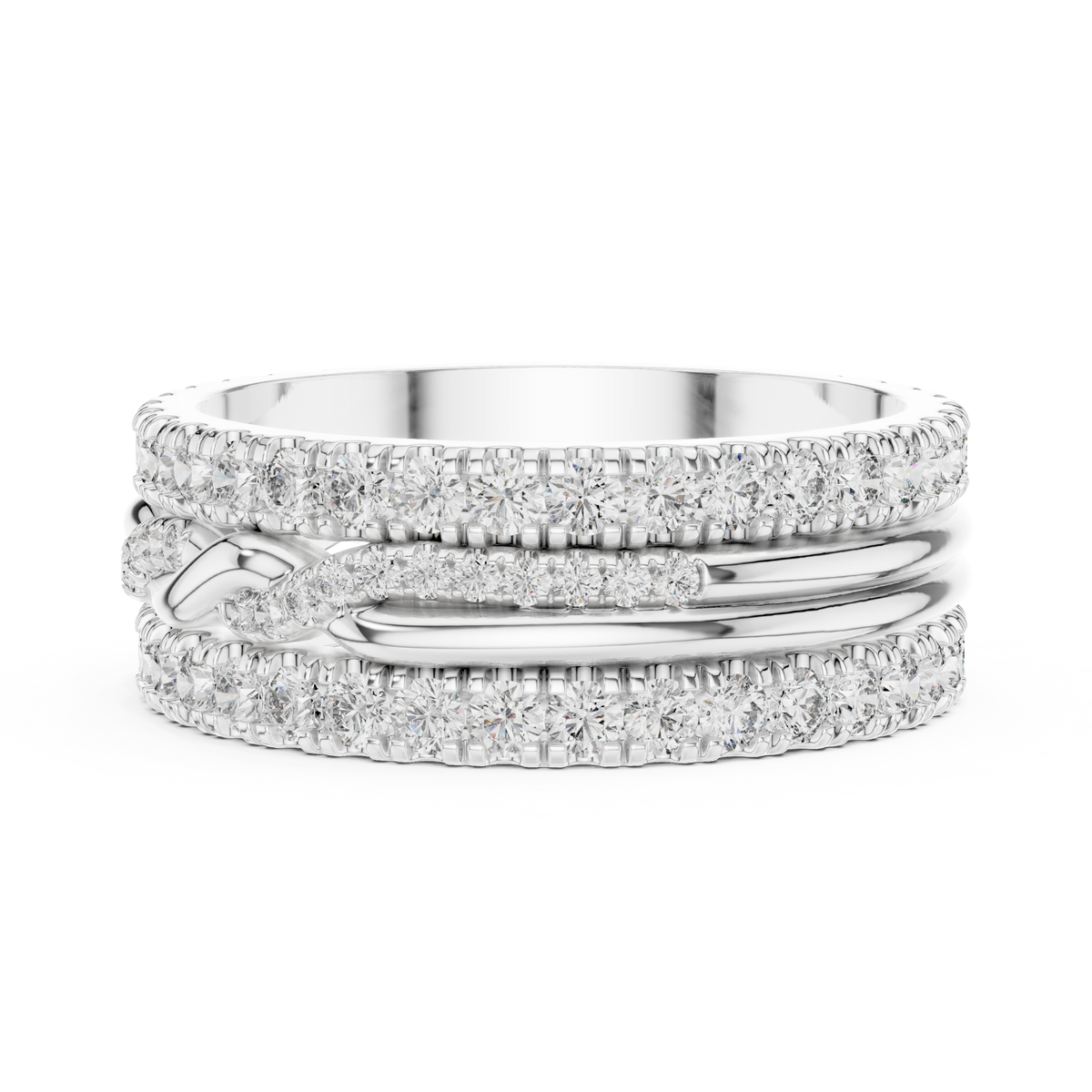 Multi-Row Round Stone Infinity Eternity Band with Pavé Detailing