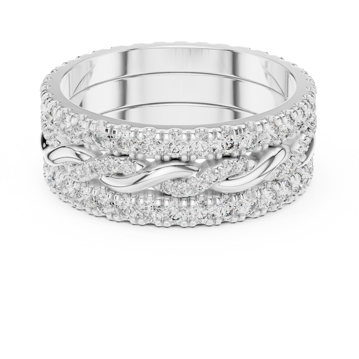 Multi-Row Round Stone Infinity Eternity Band with Pavé Detailing