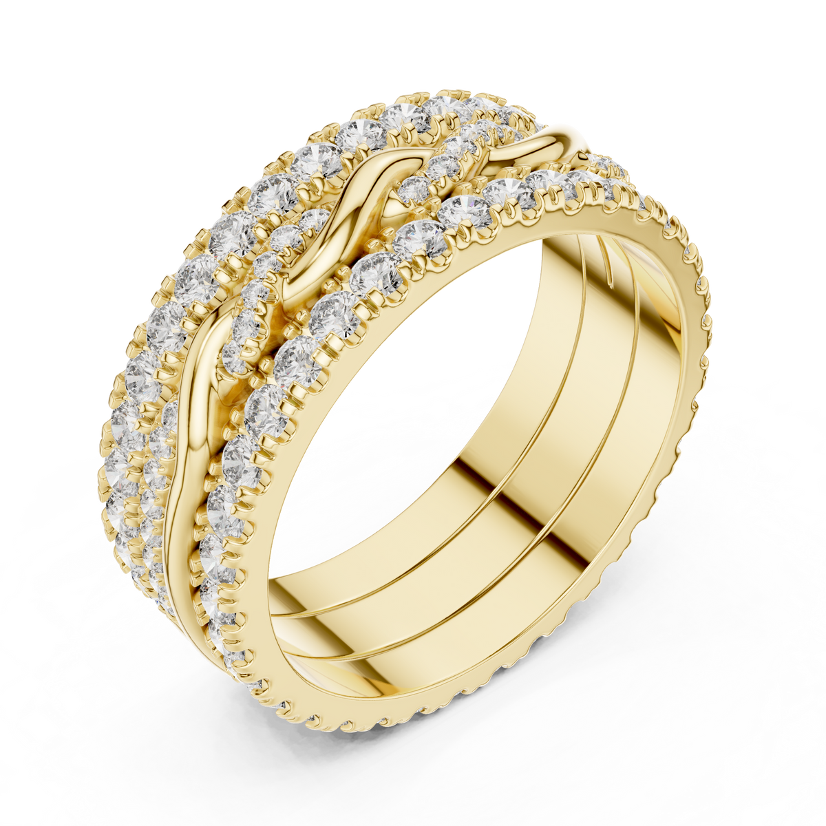 Multi-Row Round Stone Infinity Eternity Band with Pavé Detailing