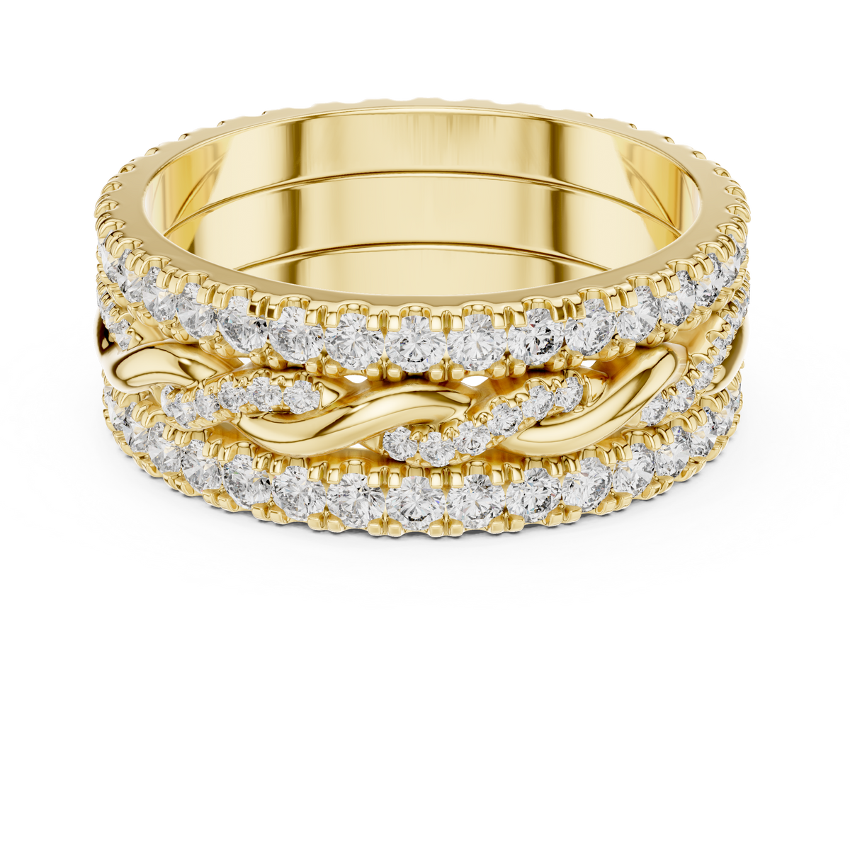 Multi-Row Round Stone Infinity Eternity Band with Pavé Detailing