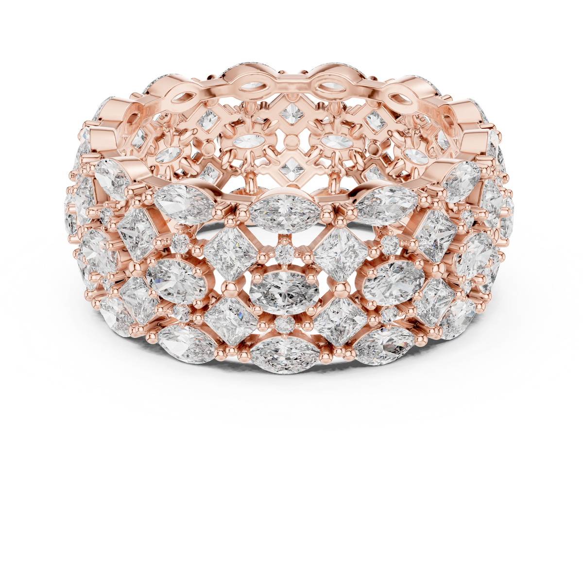 Multi-Shape Diamond Wide Eternity Statement Ring
