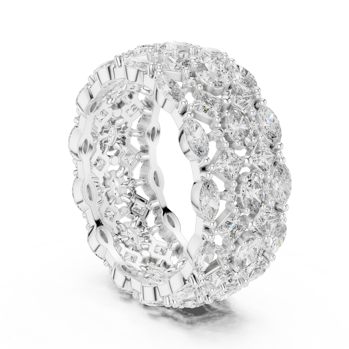 Multi-Shape Diamond Wide Eternity Statement Ring